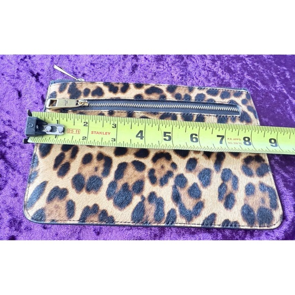 J Crew Leopard Print Calf Hair Pouch Clutch Bag Cheetah Animal Print Handbag